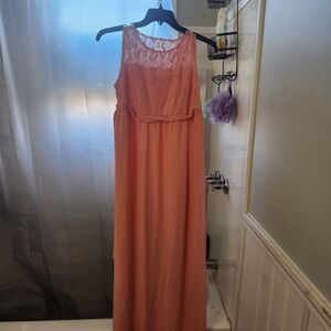 Elegant Pink Lace Maxi Dress